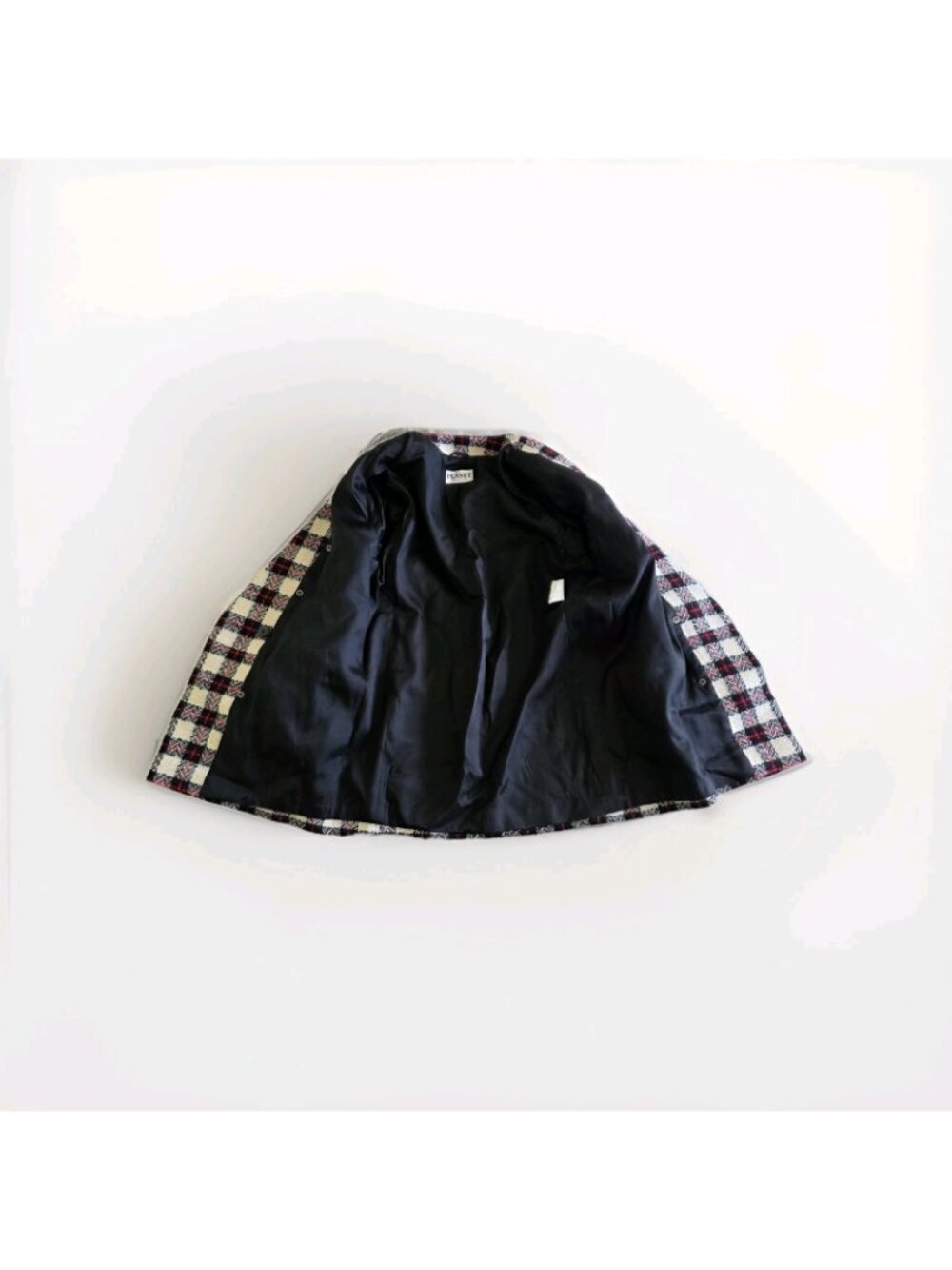 Vtg 80s Planet Plaid Blaizer US 8 Wool Blend Lined DB Colarless England Academia - Picture 11 of 16